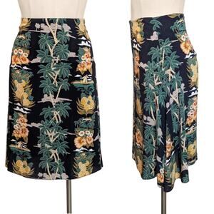 PHILOSOPHY Republic Black Tropical Boat Ship Pineapple Print Skirt L